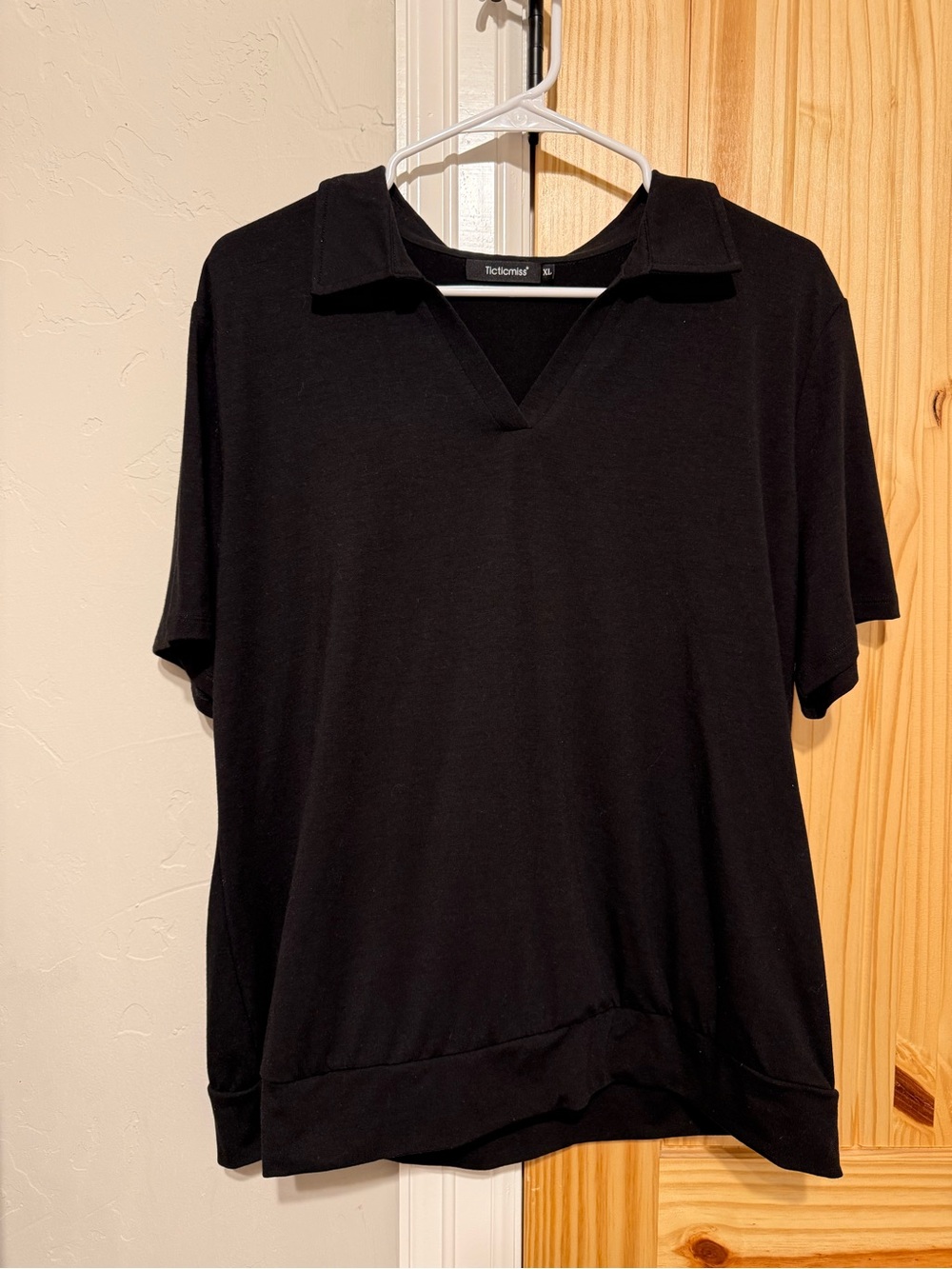 Ticticmiss Black V-Neck Polo Top